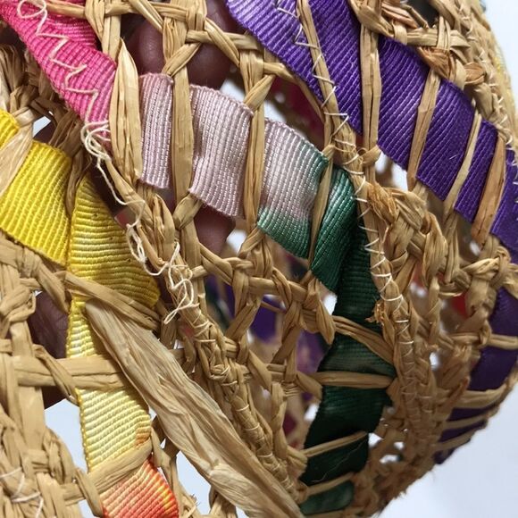 Vintage Rainbow Homage Sun Hat With Gros Grain Women Hat Made In Italy - Picture 9 of 11